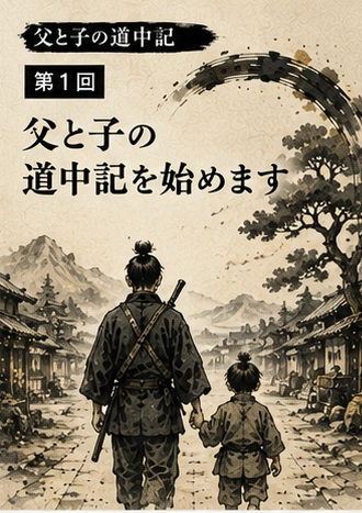 父親と子どもが江戸時代の町を歩く父と子の道中記第1回のサムネイル