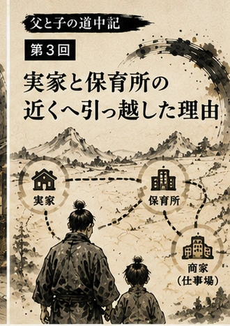 実家、保育園、会社の距離を示す父と子の道中記第3回のサムネイル